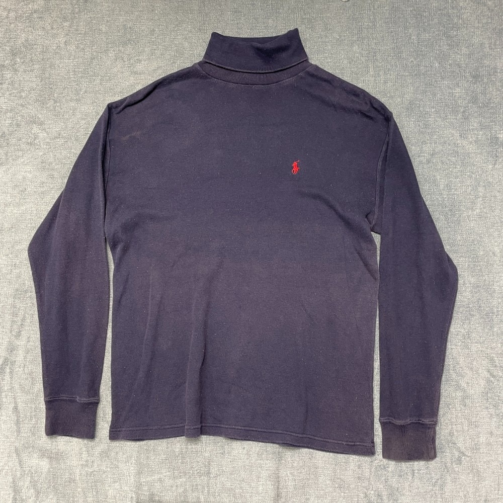 Polo by Ralph Lauren Sweatshirt Mens L Navy Blue Tight Knit High Neck Pullover